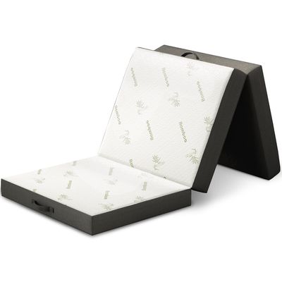 Cozzzi Folding Mattress - Twin Size Trifold Foam Mattress Topper with Removable Cover - Lightweight and Portable Sleeping Mat - Compact and Easy to Storage 75" x 31" x 4 (Grey)