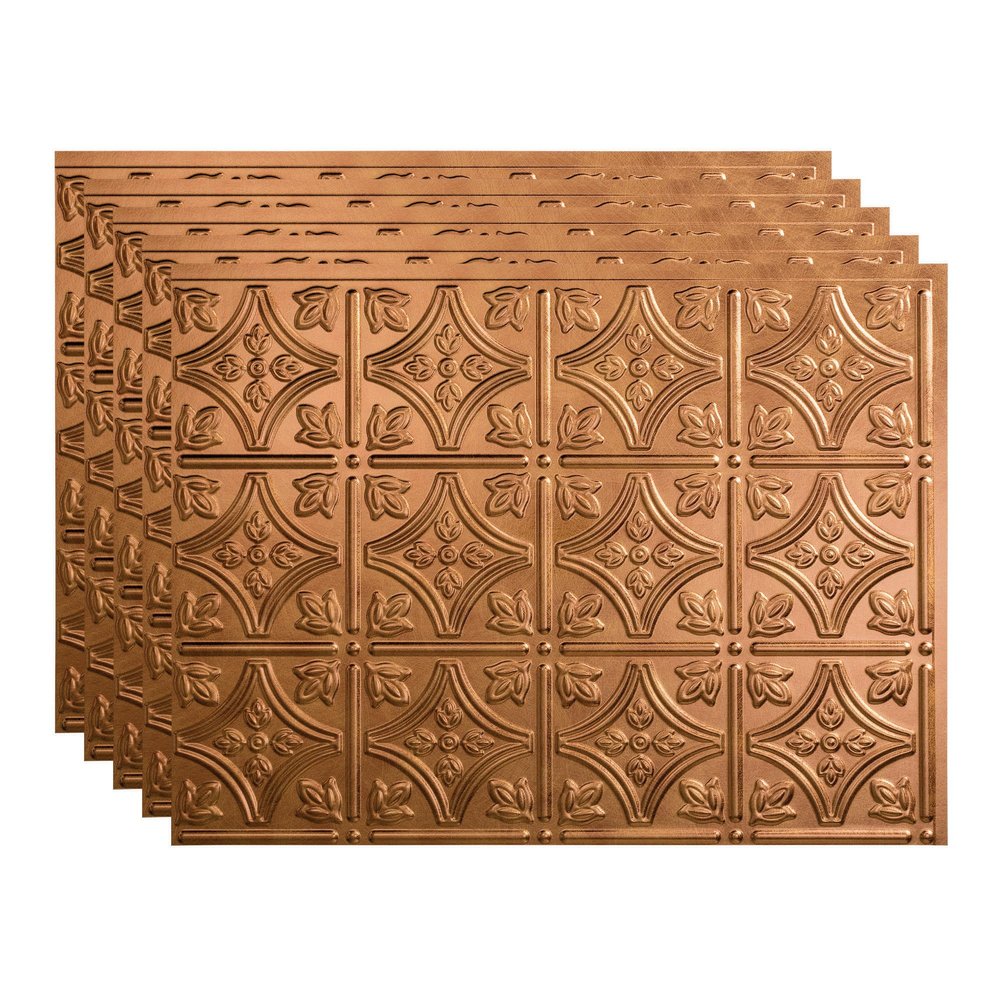 FASDE Traditional Style/Pattern 1 Decorative Vinyl 18in x 24in Backsplash Panel in Antique Bronze (5 Pack)