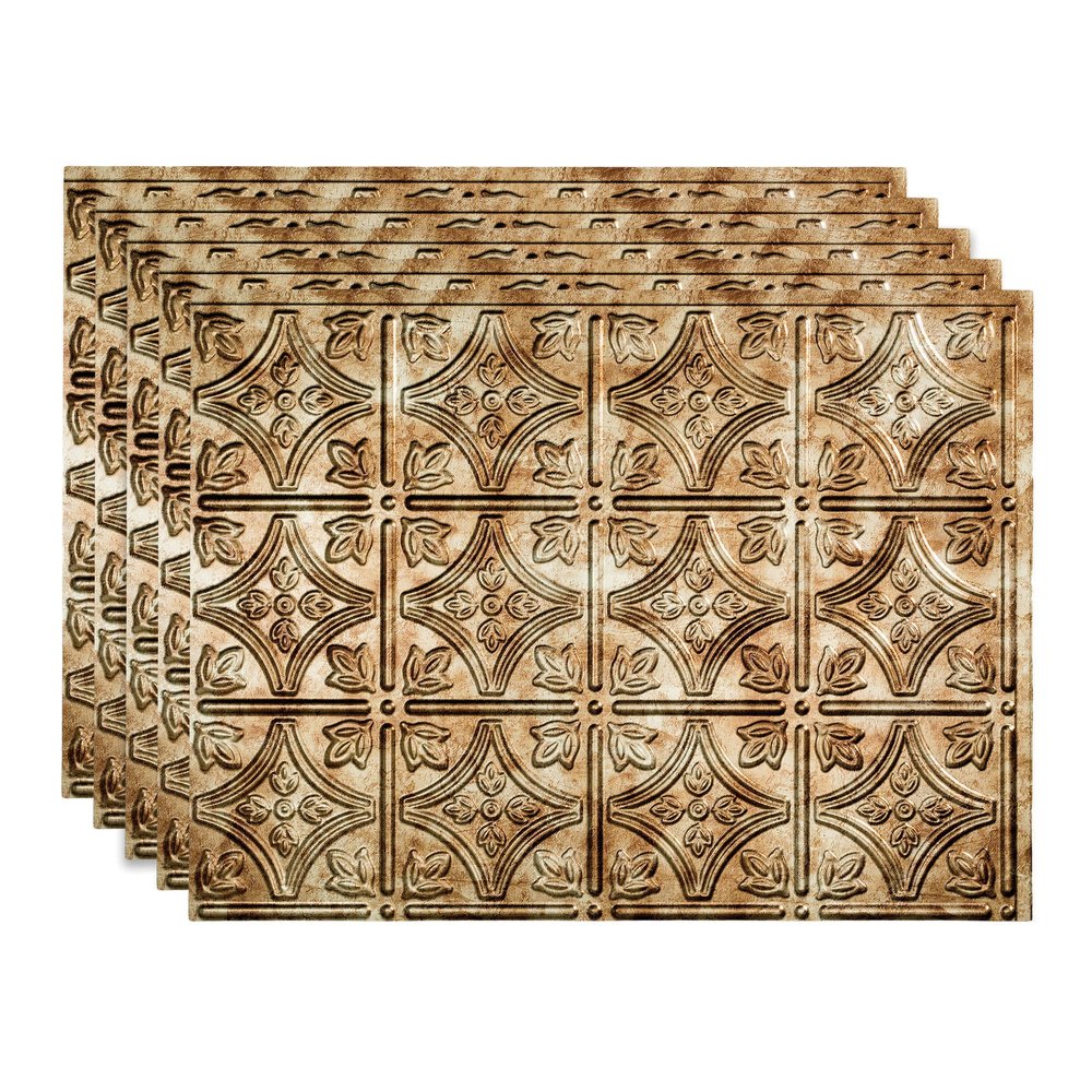 FASDE Traditional Style/Pattern 1 Decorative Vinyl 18in x 24in Backsplash Panel in Bermuda Bronze (5 Pack)