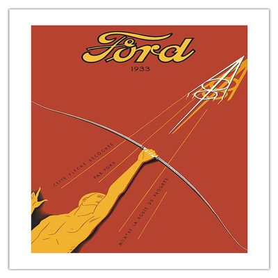 1933 Ford V-8 Model 40 - French - Vintage Automobile Poster - Bamboo Fine Art 290gsm Paper Print (Unframed) 24x32in