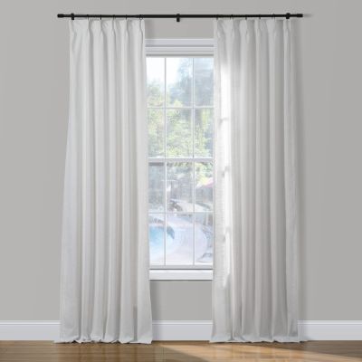 ChadMade Linen Cotton 2 Panels 27 Inch Wide by 108 Inch Long Curtains Room Darkening Pinch Pleated Draperies Living Room Patio Sliding Door Extra Long Drapes, Paper White, Cary Collection