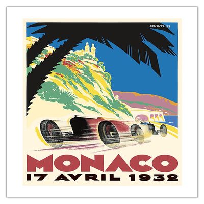 1932 Monaco Grand Prix - Vintage Car Racing Poster - Bamboo Fine Art 290gsm Paper Print (Unframed) 24x32in