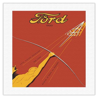 1933 Ford V-8 Model 40 - French - Vintage Automobile Poster - Fine Art Rolled Canvas Print 16in x 20in
