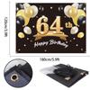 PAKBOOM Happy 64th Birthday Banner Backdrop - 64 Birthday Party Decorations Supplies for Men - Black Gold 4 x 6ft view 2