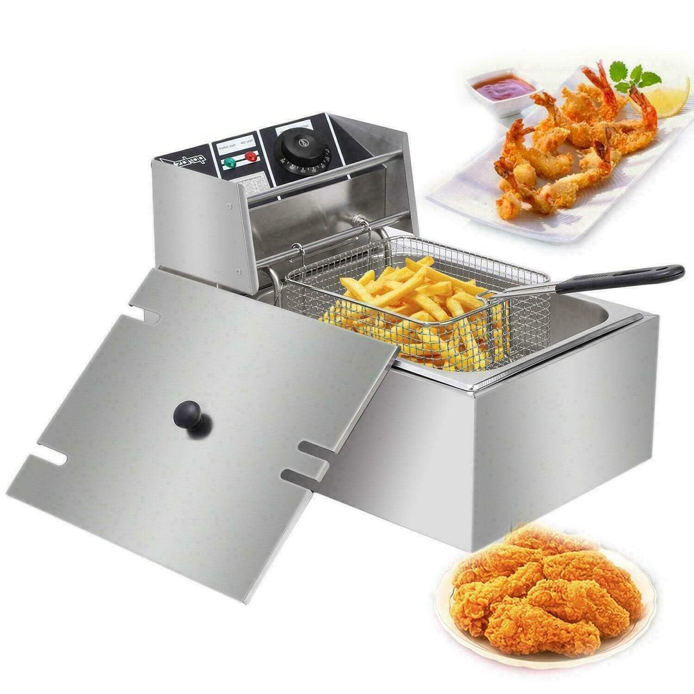 N/C 2500W 6.3QT/6L Stainless Steel Electric Deep Fryer Home Commercial Restaurant