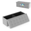 Giantex Storage Ottoman Bench, 43"L Folding Foot Rest Storage Chest with Side Pocket, Divider, Padded Seat Shoe Bench for Living Room Bedroom Hallway Entryway End of Bed (Light Gray) view 1