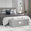 Giantex Storage Ottoman Bench, 43"L Folding Foot Rest Storage Chest with Side Pocket, Divider, Padded Seat Shoe Bench for Living Room Bedroom Hallway Entryway End of Bed (Light Gray) view 4