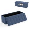 Giantex Storage Ottoman Bench, 43"L Folding Foot Rest Storage Chest with Side Pocket, Divider, Padded Seat Shoe Bench for Living Room Bedroom Hallway Entryway End of Bed (Navy) view 1