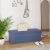 Giantex Storage Ottoman Bench, 43"L Folding Foot Rest Storage Chest with Side Pocket, Divider, Padded Seat Shoe Bench for Living Room Bedroom Hallway Entryway End of Bed (Navy) view 2