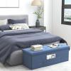 Giantex Storage Ottoman Bench, 43"L Folding Foot Rest Storage Chest with Side Pocket, Divider, Padded Seat Shoe Bench for Living Room Bedroom Hallway Entryway End of Bed (Navy) view 4