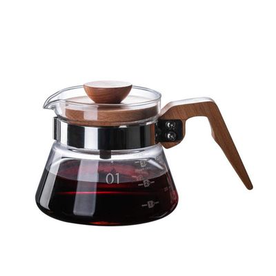 Coffee Maker Press Coffee Maker With Household Glass Coffee Pot Hand Coffee Pot Wooden Handle Glass Pot-Transparent Color (400Ml)