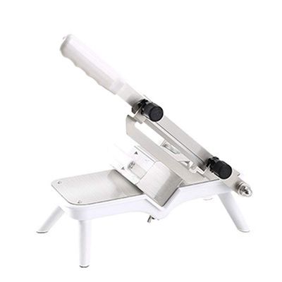 0.3-15mm Adjustable Manual Frozen Meat Slicer - Cutting Machine with Safe Non-Slip Feet and 200mm Stainless Steel Blade for Beef Roll Meat,White