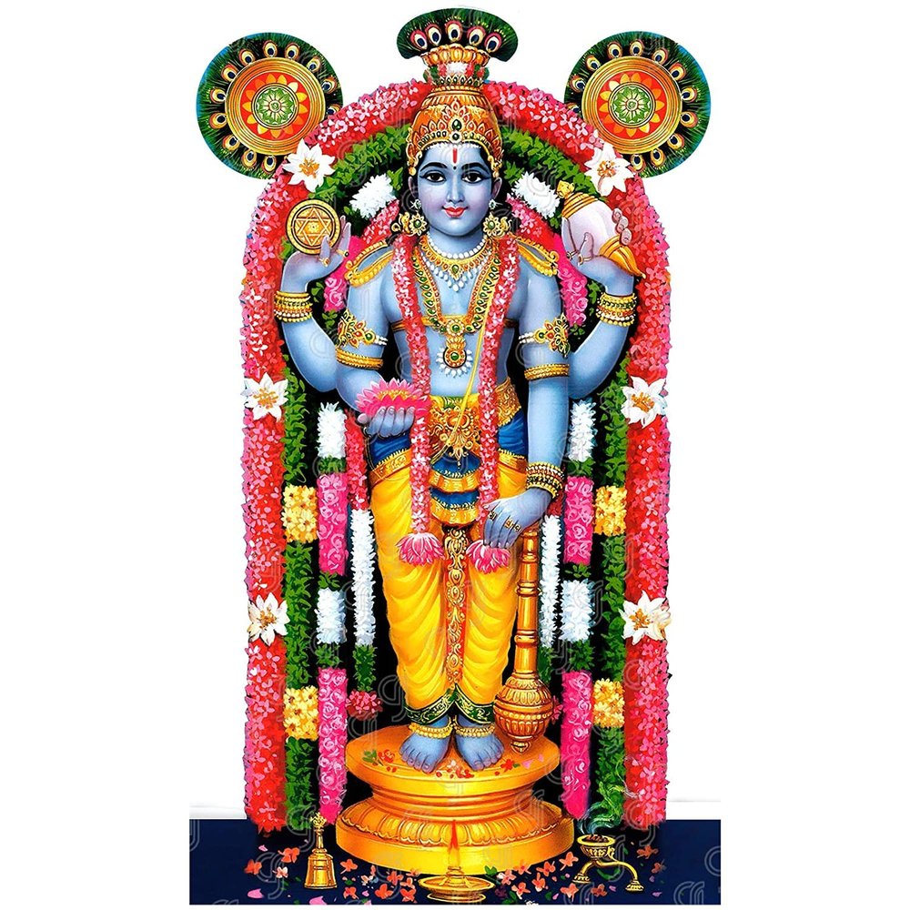 Vils Guruvayur Sree Guruvayurappan Lord Krishna Holy Blessing Photo Frame Cutout with Backstand for Pooja/Gift (Size 4 X 6 inch)