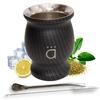 Kalmateh Yerba Mate Cup/Gourd 8.6oz, Stainless Steel Tea Cup, 3 Pcs Set Includes Bombilla Filter Straw & Cleaning Brush view 1