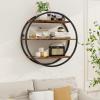 BCOZLUX Floating Shelves, 3 Tier Decorative Geometric Circle Metal and Wood Wall Shelves, Bathroom Shelf Round Wall Decor, Rustic Brown view 2