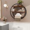BCOZLUX Floating Shelves, 3 Tier Decorative Geometric Circle Metal and Wood Wall Shelves, Bathroom Shelf Round Wall Decor, Rustic Brown view 4