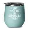 EzGift I Left My Heart In Andorra La Vella Wine Glass Traveler Gift Missing Home Nostalgic Insulated Tumbler Lid Teal view 1