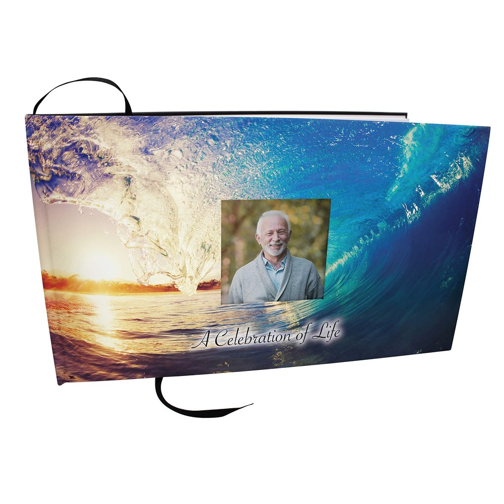 COMMEMORATIVE CREMATION URNS Soul Surfing Photo Funeral Guest Book for Memorial Service and Celebration of Life Guest Book for Memorial Service - Beautiful & Vibrant Sign in Book for Funeral