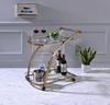 Kings Brand Furniture - Rolling Bar Serving Cart on Lockable Wheels with 2 Glass Shelves and Wine Rack Holders for Home Kitchen Dining and Living Room - Metal Gold view 1