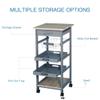 HOMCOM Mobile Kitchen Cart, Rolling Kitchen Island with Storage, Solid Wood Frame Utility Cart with Wire Fruit Baskets, Trays and Drawer, Gray view 3