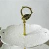 3 Tier Ceramic Cake Plate Stand Handle fittings/ Cupcake Stand Tower/ Dessert Stand/ Party Pastry Serving Platter/ Food Display Stand (gold Leaves) view 3