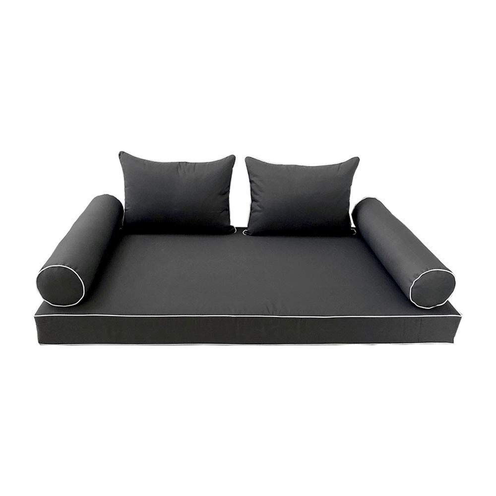 DBM IMPORTS *Cover ONLY*-S4 Outdoor Daybed Mattress Bolster Cushion Contrast Pipe Queen-AD003