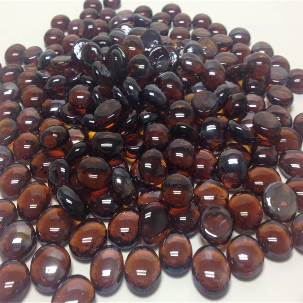 WGV Flat Marbles, Pebbles, Glass Gems for Vase Fillers, Party Table Scatter, Wedding, Decoration, Landscaping, Aquarium Decor, Crystal Rocks, Brown (20 Pounds, Approx 2000 pcs)