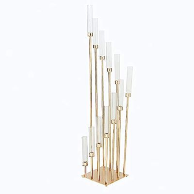 57-Inch Tall Gold Candelabra Candle Holder Centerpiece Glass - Wedding Reception Party Dining Table Home Decorations