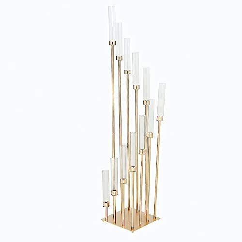 57-Inch Tall Gold Candelabra Candle Holder Centerpiece Glass - Wedding Reception Party Dining Table Home Decorations