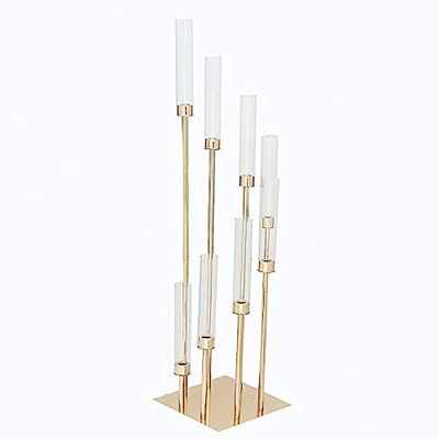 42-Inch Tall Gold Candelabra Candle Holder Centerpiece Glass Wedding Reception Anniversary Birthday Party Events Dining Table Home Decorations Supplies