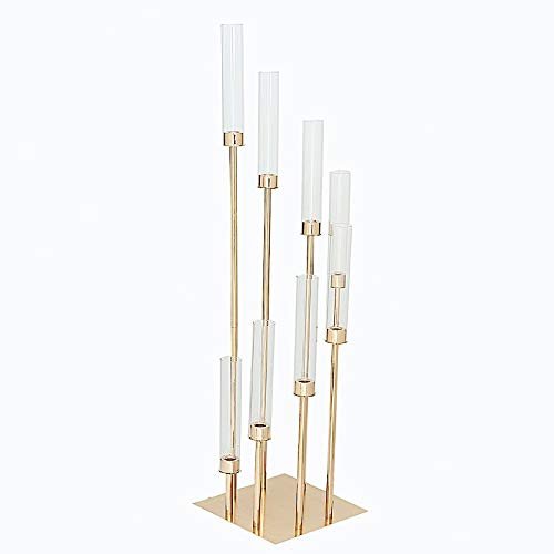 42-Inch Tall Gold Candelabra Candle Holder Centerpiece Glass Wedding Reception Anniversary Birthday Party Events Dining Table Home Decorations Supplies