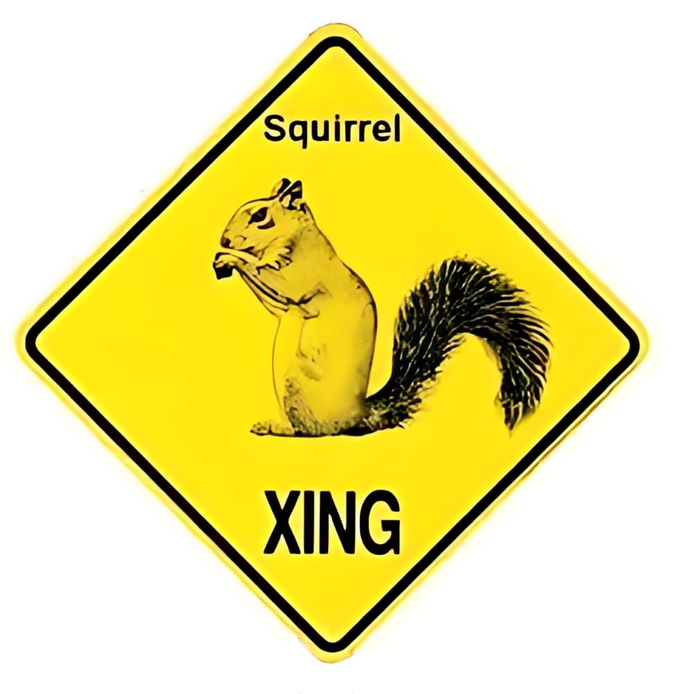 YFULL Squirrel Caution Yard Sign on a Stake Wildlife Metal Sign 30x30cm