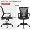 BestShop Ergonomic Office Chair Home Desk Chair Mid Back Mesh Chair Swivel Rolling Computer Chair Modern Task Chair Executive Chair with Armrests Lumbar Support for Women Men, Black view 2