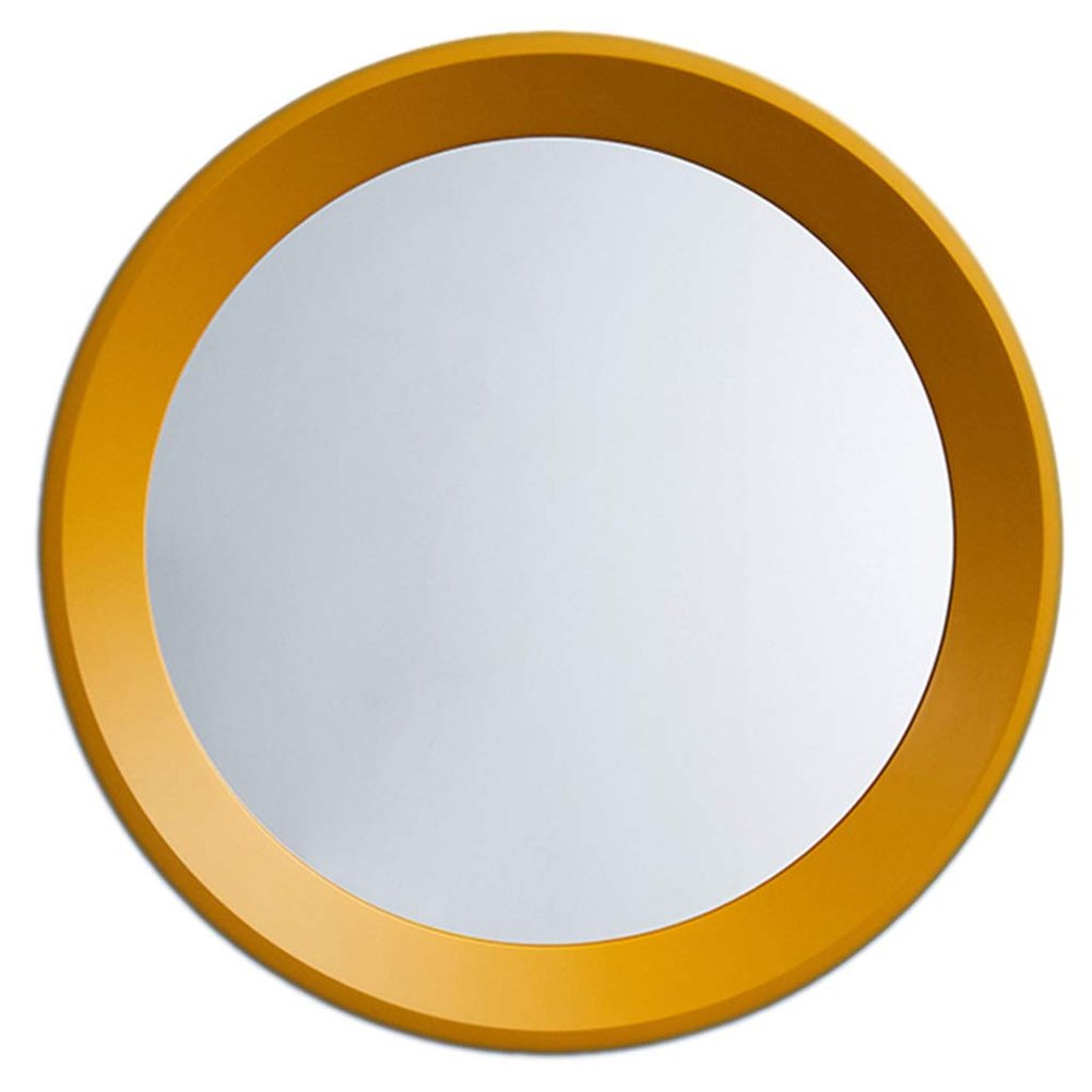 15-inch Large Wall-Mounted Round Mirror for Toilet, Entrance, Living Room, Yellow/Blue