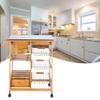 samanoya Rolling Kitchen Island Cart Trolley with Stainless Steel Table Top & 3 Drawers & 3 Baskets,Utility Storage Cart Wood Moveable Serving Food Beverages Table (Wood Color A) view 2