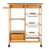 samanoya Rolling Kitchen Island Cart Trolley with Stainless Steel Table Top & 3 Drawers & 3 Baskets,Utility Storage Cart Wood Moveable Serving Food Beverages Table (Wood Color A) view 4