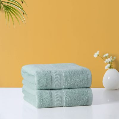 Acanva Organic Cotton Bath Sheets Soft Hotel Spa Bathroom Towel Set, 27" x 54", Green, 2 Pack