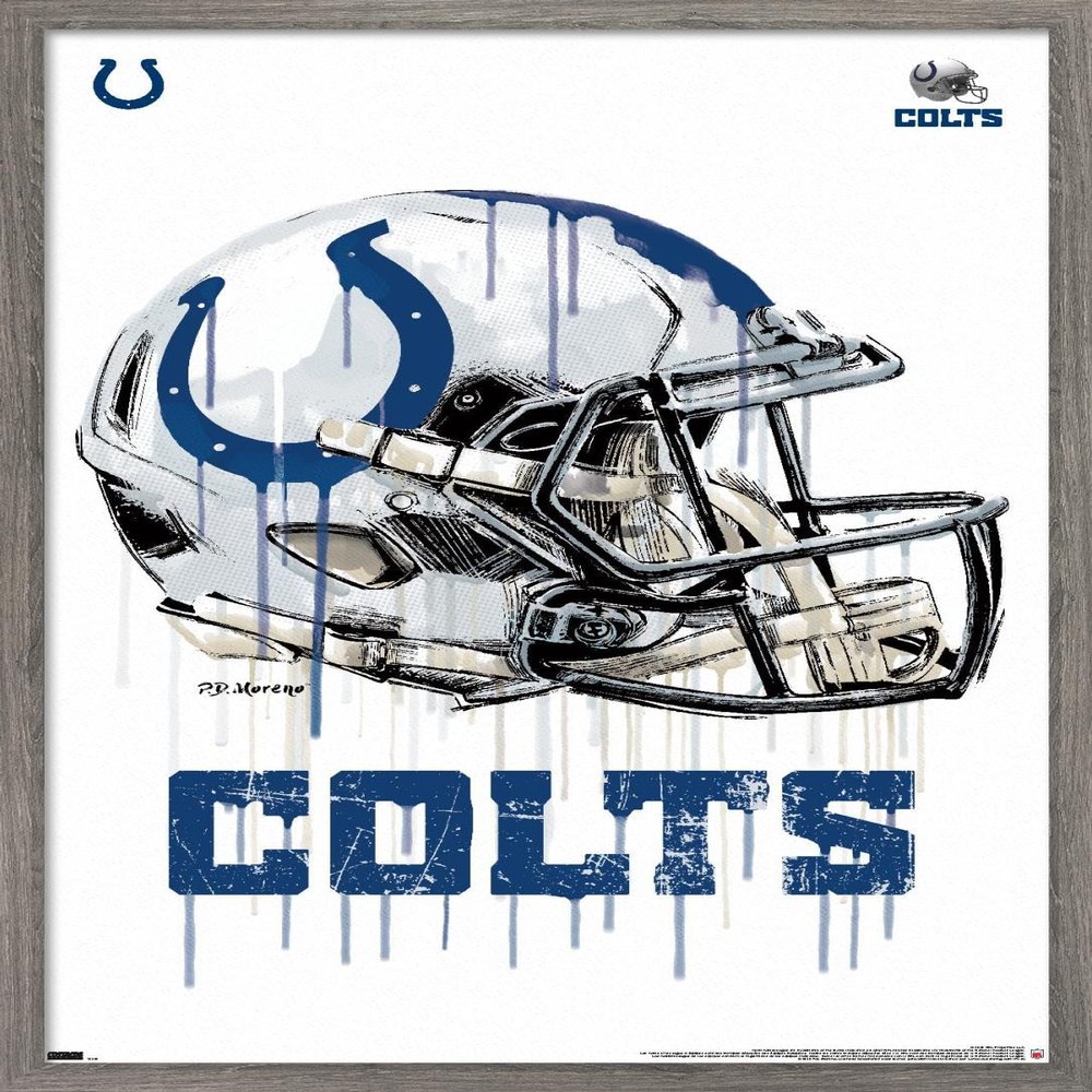 Trends International NFL Indianapolis Colts - Drip Helmet 20 Wall Poster, 22.375" x 34", Barnwood Framed Version