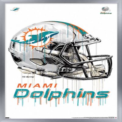 Trends International NFL Miami Dolphins - Drip Helmet 20 Wall Poster, 22.375" x 34", Silver Framed Version