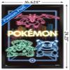 Trends International Pokmon - Neon Group Wall Poster, 14.725" x 22.375", Black Framed Version view 3