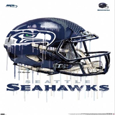 Trends International NFL Seattle Seahawks - Drip Helmet 20 Wall Poster, 22.375" x 34", Premium Unframed Version