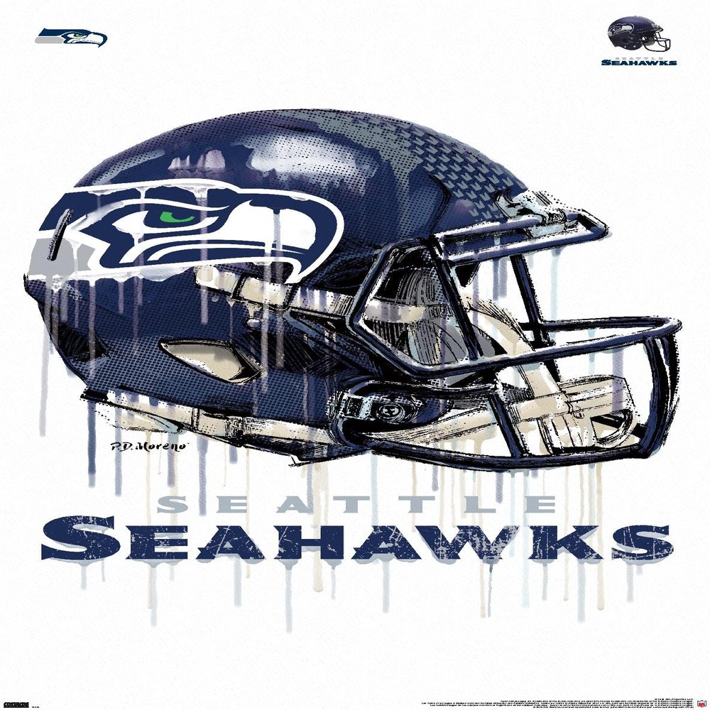 Trends International NFL Seattle Seahawks - Drip Helmet 20 Wall Poster, 22.375" x 34", Premium Unframed Version