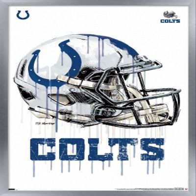 Trends International NFL Indianapolis Colts - Drip Helmet 20 Wall Poster, 22.375" x 34", Silver Framed Version
