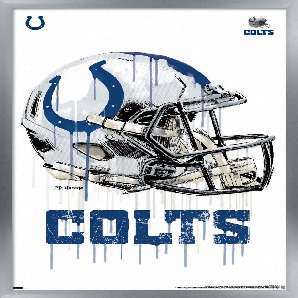 Trends International NFL Indianapolis Colts - Drip Helmet 20 Wall Poster, 22.375" x 34", Silver Framed Version