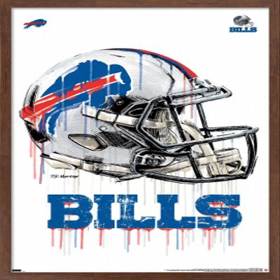 Trends International NFL Buffalo Bills - Drip Helmet 20 Wall Poster, 14.725" x 22.375", Mahogany Framed Version