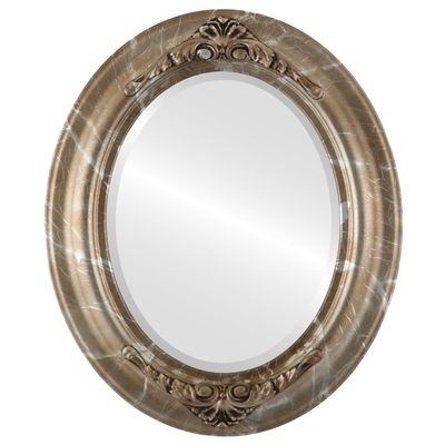 OVALCREST Oval Beveled Wall Mirror for Home Decor - Winchester Style - Champagne Silver - 29" x 35" Outside Dimensions