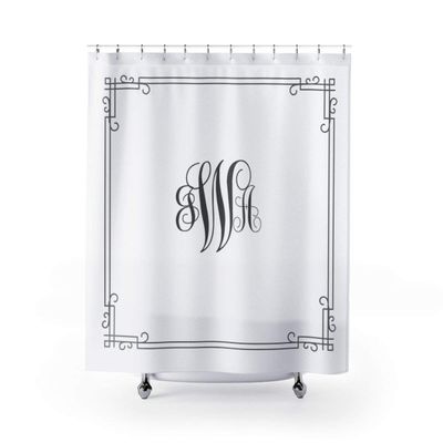 Lplpol Elegant Monogrammed Shower Curtain, Unique and Personalized Bathroom Decor with Your own Monogram with 12 Hooks 72" x 72"