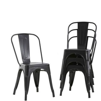 Best Home Product Metal Chairs Set of 4 for Dining Room Metal Bar Stools with Back Trattoria Chairs 18 Inch Seat Width Industrial Chair No Arms Tolix Stool 330LBS Weight Capacity,Black