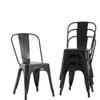 Best Home Product Metal Chairs Set of 4 for Dining Room Metal Bar Stools with Back Trattoria Chairs 18 Inch Seat Width Industrial Chair No Arms Tolix Stool 330LBS Weight Capacity,Black view 1