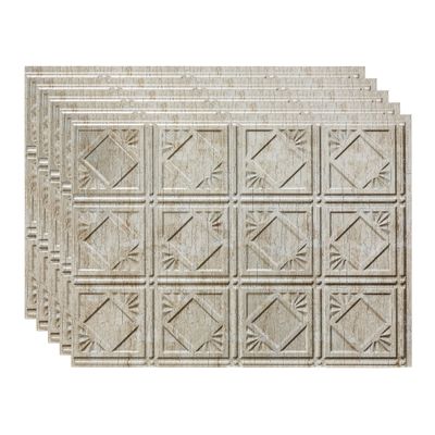 FASDE Traditional Style/Pattern 4 Decorative Vinyl 18in x 24in Backsplash Panel in Vintage Metal (5 Pack)